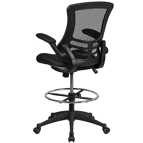 Flash Furniture Kelista Mid-Back Swivel Office Chair with Adjustable Seat Height, Ergonomic Mesh Desk Chair with Flip-Up Armrests, Black