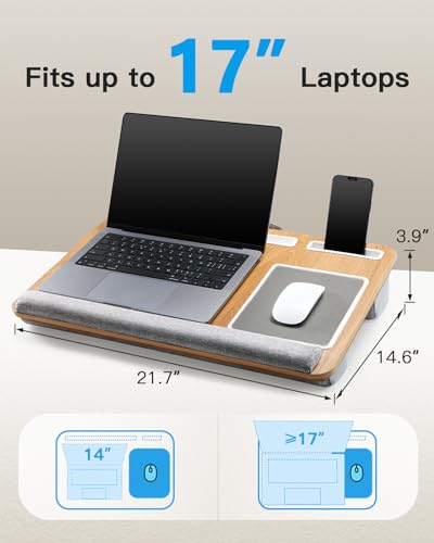 HUANUO Lap Desk Set - Fits up to 17 inches Laptop Desk, Built in Mouse Pad & Wrist Pad for Notebook, Laptop, Tablet