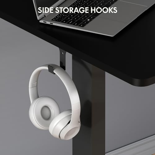 FLEXISPOT EN1 One-Piece Standing Desk 40 x 24 Inches Solid Desktop Electric Height Adjustable Desk for Home Office (Black Frame + Black Desktop)