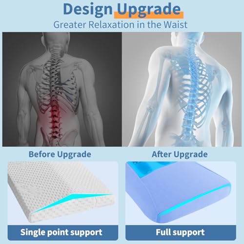 Lumbar Support Pillow for Bed Relief Lower Back Pain with Cooling Gel: Sciatica Lower Back Pillow for Sleeping-Memory Foam Waist Pillow for Side/Back/Stomach Sleepers-Bed Rest Pillow for Car, Sofa
