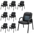 Sweetcrispy Waiting Room Office Guest Chairs Set of 6, PU Leather Big and Tall No Wheels Executive Office Chair with Padded Arms for Reception Conference Room Lobby