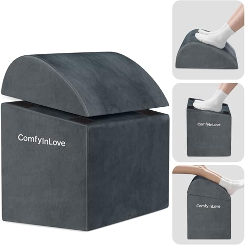 ComfyInLove Foot Rest for Under Desk at Work - Non-Slip Foot Stool with 3 Adjustable Heights, Ergonomic Under Desk Footrest with Washable Cover for Leg Elevation, Desk, Home, Office, Car (Dark Grey)