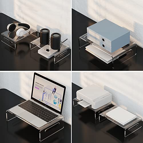 Zimilar 2 Pack Monitor Stand Riser, Acrylic Monitor Stand for Computer, Laptop, Printer, Notebook, Premium Clear Laptop Stand Acrylic Monitor Riser for Home Office, Monitor Stands for 2 Monitors