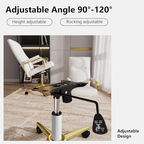 GXJ White and Gold Office Chair with Memory Foam Seat, Computer Desk Chair