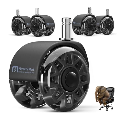 Office Chair Wheels Replacement, 2.5 Inch Heavy Duty Caster Set, for Carpet and Hardwood Floors, Universal Size 11x22mm, Fits 99%, Black