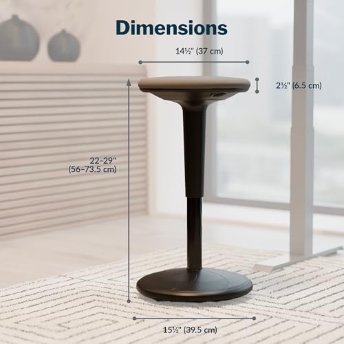 Vari Balance Stool for Standing Desk – Ergonomic Active Sitting for Home Office – Adjustable Height 22" to 29", 360 Degree Rocking Base, 275 lb Support – Black/Cool Grey