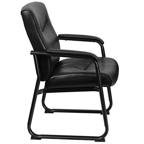 Flash Furniture Hercules Series Big & Tall LeatherSoft Executive Side Reception Chair, Padded Lobby Chair with 500-lb. Static Weight Capacity, Black