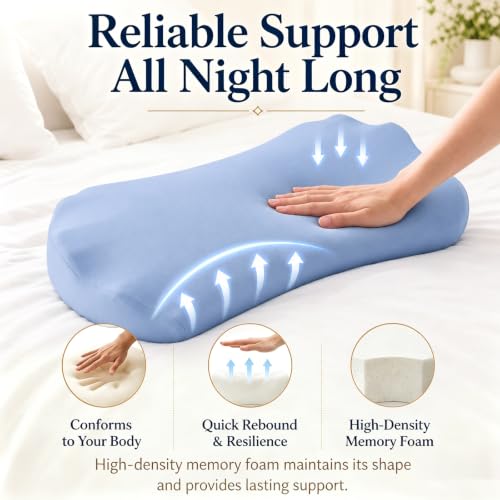Fledano Lumbar Pillow for Sleeping, Lumbar Support Pillow for Bed for Back Pain Relief, Memory Foam Lower Back Pillow for Bed, Back Support Pillow for Side & Back Sleepers, Washable Cover