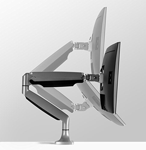 Mount-It! Single Monitor Arm Desk Mount with Gas Spring, Height Adjustable Monitor Stand for 13–32 Inch Screens up to 20 lbs, VESA 75x75 & 100x100, C-Clamp & Grommet, Sit-Stand Desk Compatible