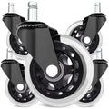 BEYEE Office Chair Wheels - Replacement Rubber Wheels - Universal Fit 3 Inch Casters, Heavy-Duty Chair Casters, Noise Free, Fits 98% Chair