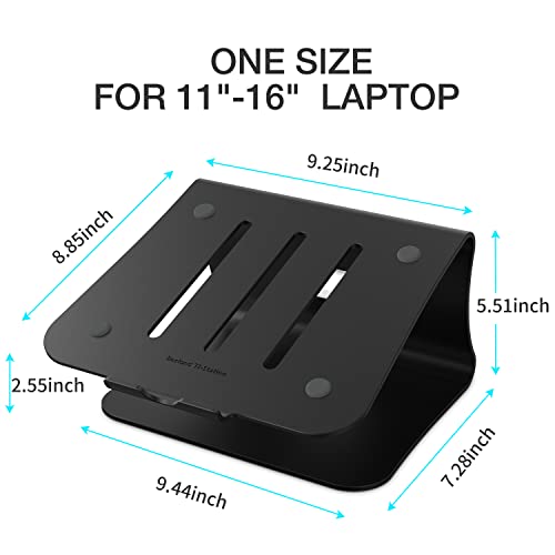 Bestand Laptop Stand, Aluminum Notebook Holder Riser Heat-Vent for MacBook Air/Pro, Dell, HP, Lenovo, Microsoft Surface, Samsung 11-16 inches Notebook (Black)