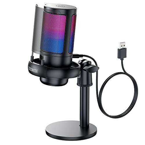 Gaming Microphone for PC: USB Mic for Podcasts Videos & Streaming - Condenser Mic with Quick Mute & Pop Filter - RGB Microphone Gift for Gamer boys - Compatible with PS4/5 & Computer & Laptop
