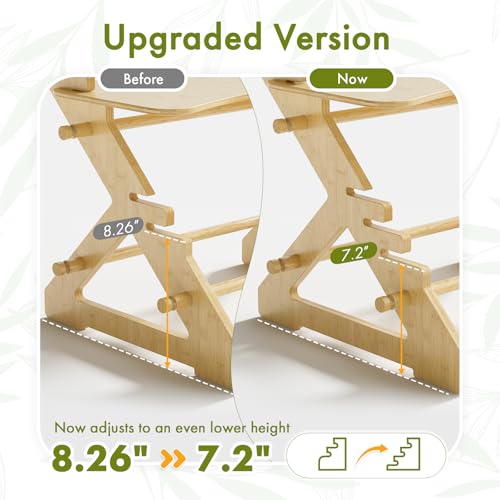 Amazer Standing Desk Converter, 22 inch Bamboo Small Sit Stand Up Desk Riser with Lap Desk Computer Desktop Desk Converter for Monitor and Laptop with Keyboard Tray