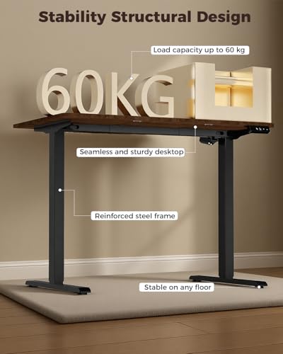 NEXT BEAUTY Electric Standing Desk 48" x 24", Height Adjustable 28"-46", Sit Stand Desk with Memory Presets, Smooth & Quiet Motor, Reinforced Frame, Easy Assembly, Ergonomic Home Office Desk