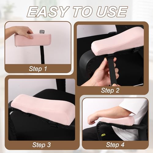 PATIKIL Office Chair Arm Pads, 1 Pair Office Chair Arm Cover Soft Office Chair Armrest Pads Elastic Memory Foam Cotton Removable Washable for Desk Computer Gaming, 25x10x7cm, Brown