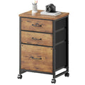 Maihail 3 Drawer Mobile File Cabinet with Wheels Fabric Vertical Filing Cabinet fits A4 or Letter Size for Home Office,Rustic Brown2