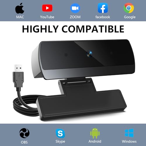 XOCLON HD 1080p Webcam with Microphone, USB Computer Web Camera, Streaming Camera, Noise Reduction, Auto Light Correction, Plug & Play for PC/Laptop, Works with Zoom, Skype, Teams