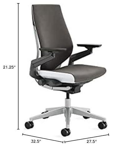 Steelcase Gesture Office Chair - Ergonomic Work Chair with Wheels for Carpet - Comfortable - Intuitive-to-Adjust for Desk - 360-Degree Arms - Graphite Gray Fabric