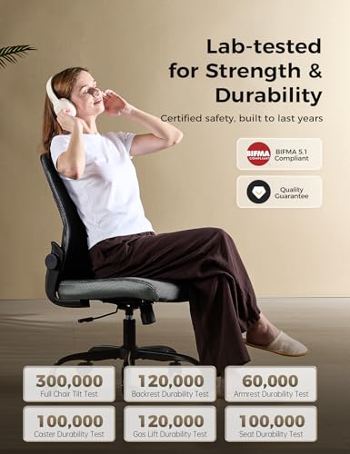 Deroavixe Office Chair, Mesh Ergonomic Desk Chairs, Lumbar Support, Adjustable Height, Armless, Swivel Function and Smooth-Rolling Wheels for Home, Office and Gaming (Black)