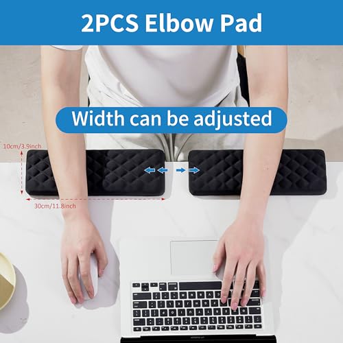 MEKASS L-Shaped Desk Elbow Pad for Desk, Memory Foam Elbow Support Padding with Non-Slip, 2-Piece Ergonomic Desk Edge Cushion, Wrist Comfort Support for Office Home (Diamond Black)