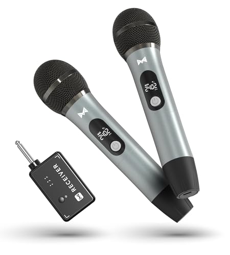 Wireless Microphones, Wireless Microphone with One-To-One Chip Connection, Volume Control, 200-Foot Receiving Distance, All-Metal Tube Microphone, Suitable for Video Recording, Family Gatherings