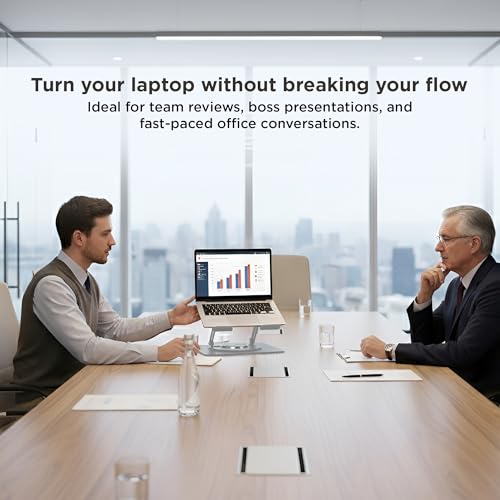 Uncaged Ergonomics Swivel Laptop Stand for Desk, Adjustable Computer iPad Stand for Desk w/ 360 Rotation, Portable Laptop Holder for Home Office Ergonomic Supplies