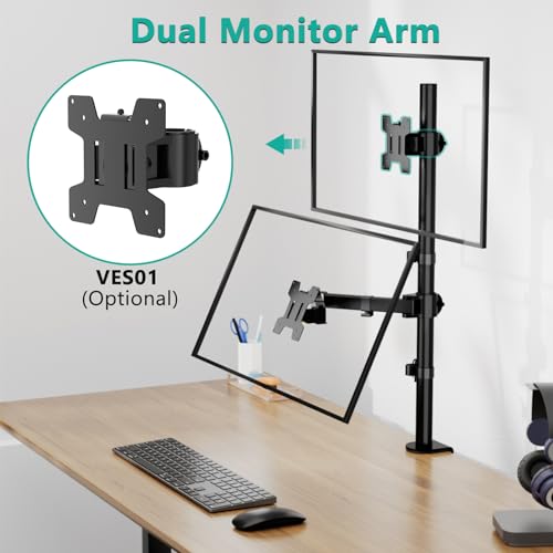WALI Bundle – 2 Items: Monitor Arm Mount for Desk and C-Clamp Base (M001XL+ C-CLAMP)