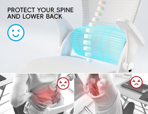 TRALT Office Chair - Ergonomic Office Chair with Back Support, Home Office Desk Chairs, 330lbs Wide Seat Big and Tall Office Chairs with Headrest, Comfy Desk Chairs (White)