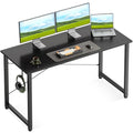 Casaottima 48 Inch Small Computer Desk for Home Office, Study Writing Table for Small Spaces, Simple Modern Desk with Headphone Hooks, Pure Black