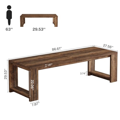Tribesigns Two Person Desk, 86.6-Inch Extra Long Computer Desk, Two Person Double Desk Workstation for Home Office, Rustic Brown