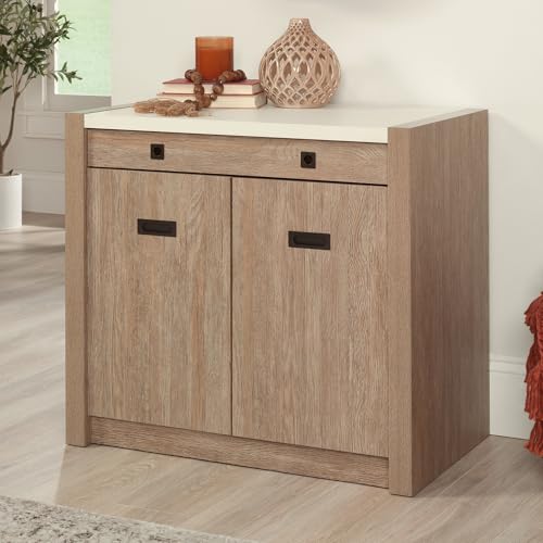 Sauder® Dixon City 33"W Computer Desk Cabinet With Storage, Brushed Oak™/Pebble White™