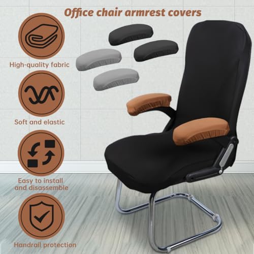 Kakalote Office Chair Armrest Covers, 1pair Stretchable Stretch Computer Chair Slipcover Desk Chairs Arm Cover for Office, Desk, Gaming Chairs (Black-No Sponge Pad)