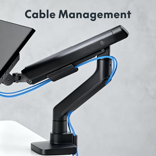 FlexiSpot Single Monitor Arm, Premium Aluminum Monitor Desk Mount Fits Screen up to 39 Inches, Fully Adjustable Monitor Stand with C-Clamp & Grommet Base, Holds 6.61 to 26.46 lbs, Black