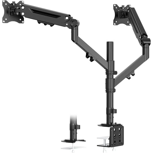 STANDOPIA Dual Monitor Mount for 17 to 40 inches, Holds up to 26.4 lbs, Monitor Desk Arms for 2 Monitors Vertical/Parallel Placement, with Clamp/Grommet Base, VESA Mount 75/100 mm