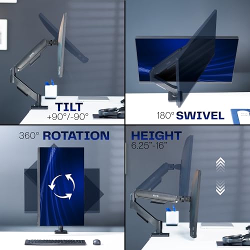 VIVO Single Monitor Stand, Fully Adjustable Arm for 17 to 32 inch Screen, Mechanical Articulating Desk Mount, Gaming and Office Setups, VESA 75x75, 100x100, Max 19.8 lbs, Classic, Black, STAND-V001O