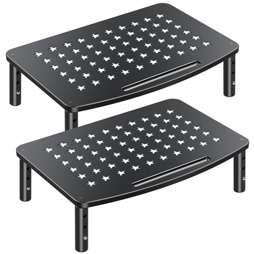 Zimilar 2 Pack Monitor Stands, 3 Height Adjustable Riser for Laptop, Printer, iMac, PC, Premium Metal Stand for 2 Monitors