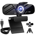 Gowzmnd HD 1080P Webcam with Built-in Microphone and Rotatable Tripod, 1080P Video and Wide Angle Camera, Privacy Cover, for Desktop PC or Laptop Computer （Black）