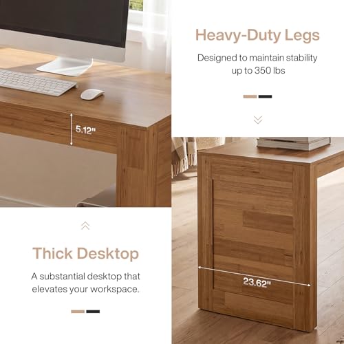 Tribesigns Two Person Desk, 78.7-Inch Extra Long Desk, Farmhouse Double Computer Table, Large Writing Gaming Workstation for Home Office, Brown