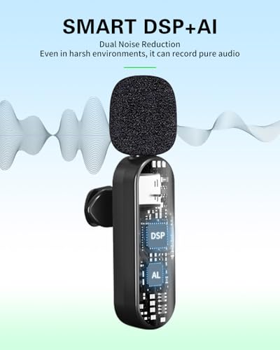 Gicorino Wireless Lavalier Microphones Compatible for iPhone, Android Phone, Camera, Computer, Professional Wireless Mini Microphone for Video Recording, Vlog, YouTube, TikTok (4 Mics)