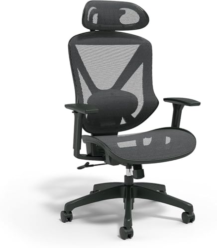 Staples Dexley Ergonomic Mesh Office Chair - Adjustable Height, Swivel Tilt, Lumbar Support, Black
