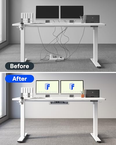 FLEXISPOT 71" x 32" Office Standing Desk, Height Adjustable Sit-Stand Desk, Quiet & Stable, with Cable Management & Cup Holder, for Commercial Use, White Top (2 Packages)