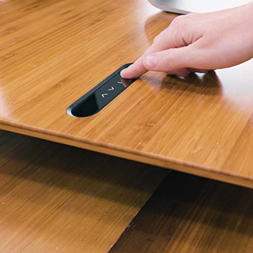 UPLIFT DESK - E7 Electric Standing Desk Converter, Black Base, Bamboo Worksurface (Single Monitor)