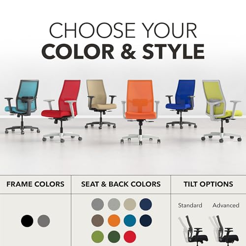 HON Ignition 2.0 Mid‑Back Armless Ergonomic Office Chair with Lumbar Support, Standard Synchro‑Tilt, Adjustable Arms, Mesh Desk Chair for Home Office, Black Frame, Black
