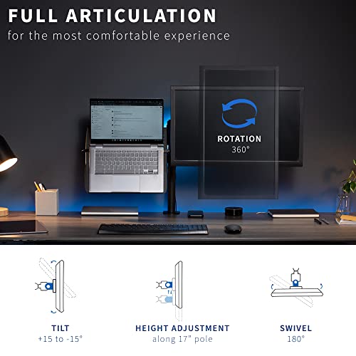 VIVO Black Fully Adjustable 13 to 32 inch Single Computer Monitor and Laptop Desk Mount Combo, Stand with Grommet Option, Fits up to 17 inch Laptops (STAND-V002C)