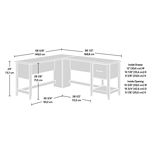 Sauder Summit Station L-Shaped Corner Home Office Desk with Drawer and Open Storage Shelf, in Glacier Oak