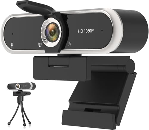 NIVEOLI Webcam 1080P with Microphone & Privacy Cover for PC/Laptop, USB Computer Camera Plug & Play with Auto Light Correction for Video Calls, Live Streaming Gaming & Online Meetings