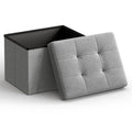 SONGMICS Mazie Collection - Small Folding Storage Ottoman, Foot Rest Stool, 12.2 x 16.1 x 12.2 Inches, 286 lb Load Capacity, for Living Room, Bedroom, Home Office, Dorm, Light Gray ULSF102G02