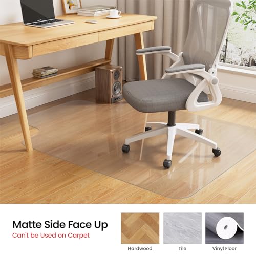 Yecaye Desk Chair Mat for Hardwood Floor, 48"×36" Office PVC Computer Chair Mat, Floor Protector for Rolling Chairs