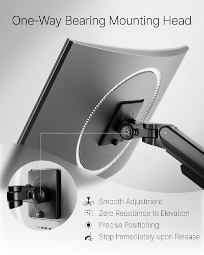 monTEK Deluxe Monitor Arm for 17 to 40 Inch Curved Screens with Cable Management Aluminum Fully Adjustable Single Monitor Arm with Clamp/Grommet, Quick Release Plate,75x75/100x100 VESA