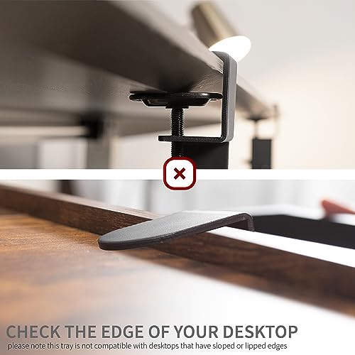 VIVO Large Pull Out Keyboard Tray for Corner Desk, 27 (33 Including Clamps) x 11 inch Slide-Out Platform Computer Drawer, 90-Degree Swivel C-Clamps for L-Shaped Workstation, Black, MOUNT-KB10C